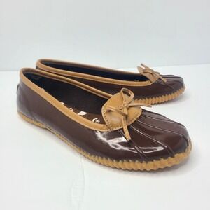 London Fog Duck Webster Waterproof Women's Shoes Size 8M Rubber Style Brown